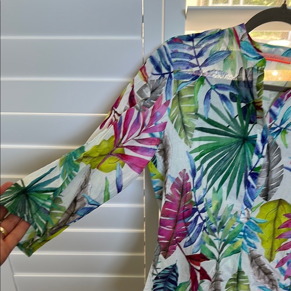 Vilagallo Leaf Print Cotton Blouse Size S - Picture 4 of 10